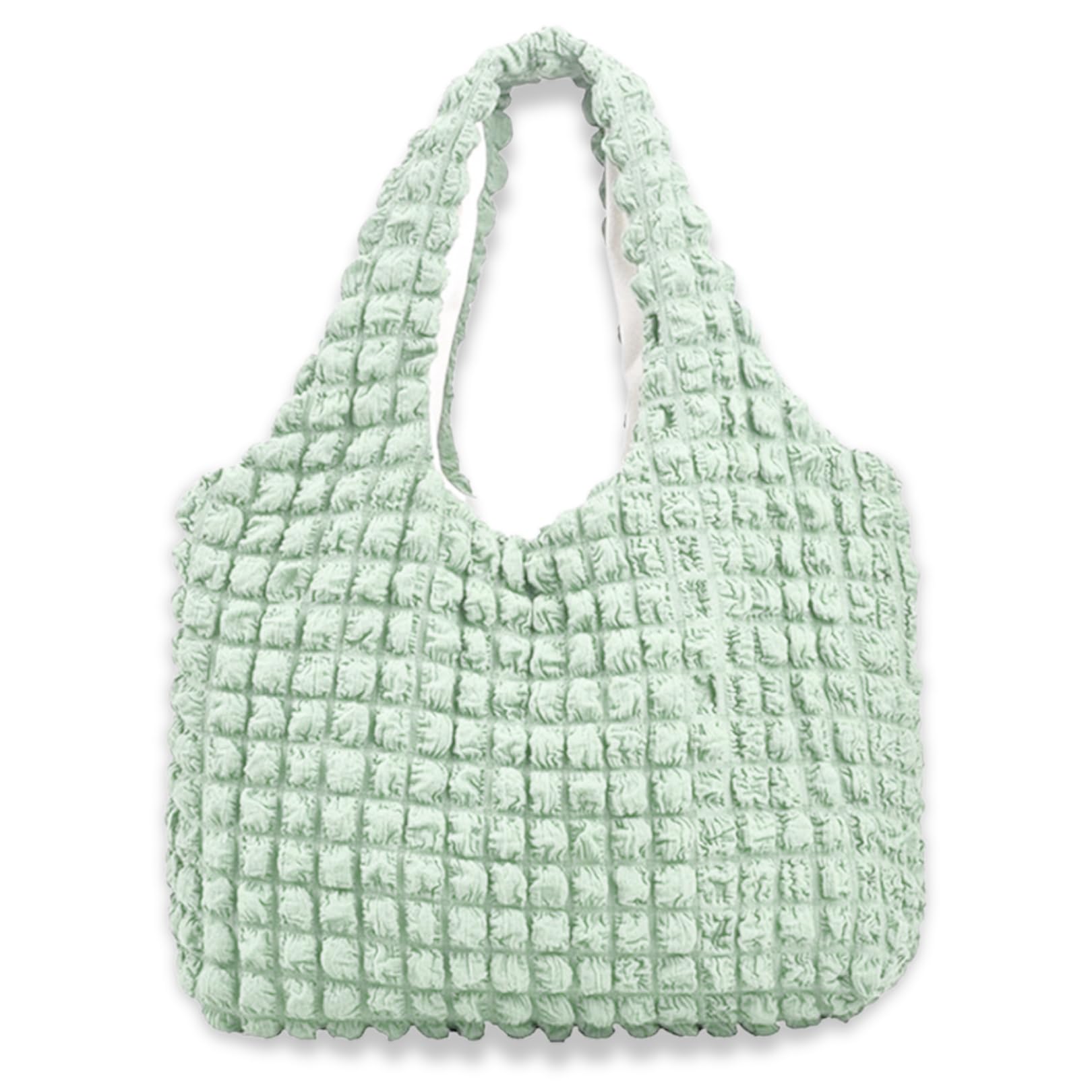 Petit-Germe Popcorn Bag, Casual, Eco-Friendly Shopping Bag, Waffle Bag, Lightweight, Cute, Korean Design (Simple Light Green)