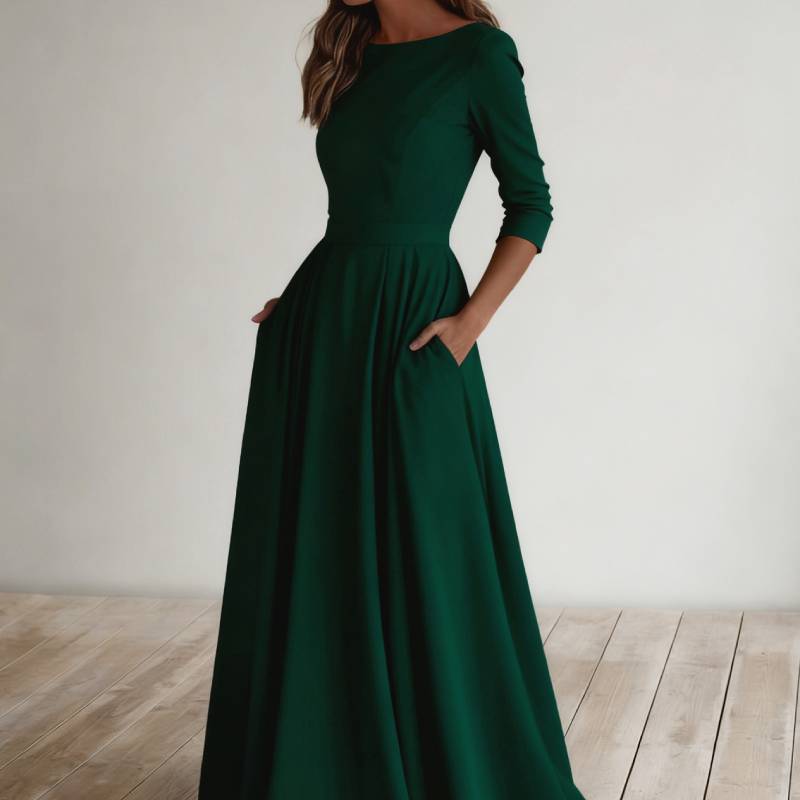 Elegante Vestito da Viaggio in Maglia a Manica Lunga con Zip per Uso Casual in Ufficio