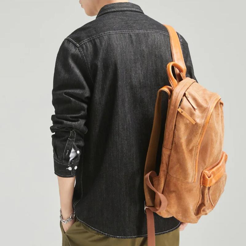 Spring and Summer Denim Shirts for Men Daily Casual Shirts Pure Cotton Lapel Collar Long Sleeve Men Shirt with Pocket Korean Fashion Men Tops