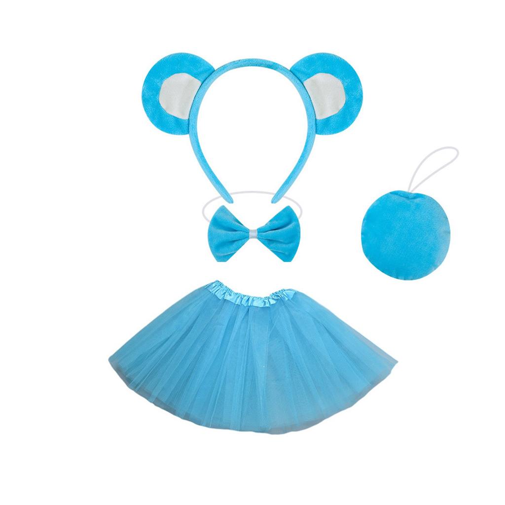 Cartoon Bear Ears Headband Bows Tie Mini Skirt Fashionable Soft Fabric Hair Accessory for Women and Kids