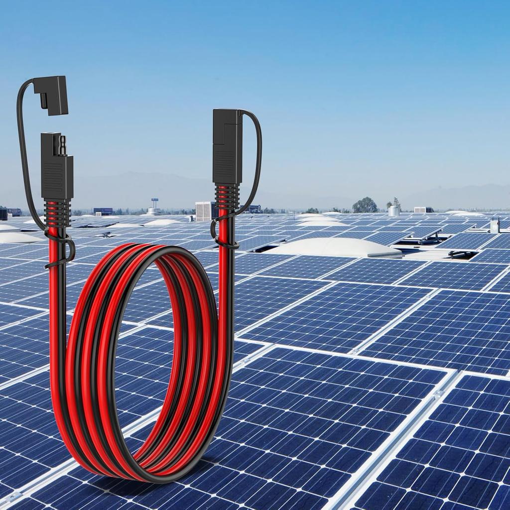 12AWG SAE Extension Cable, 10FT SAE Connector Extension Cable Quick Disconnect Wire Harness With Polarity Reverse Adapter For Solar Panel, Battery,