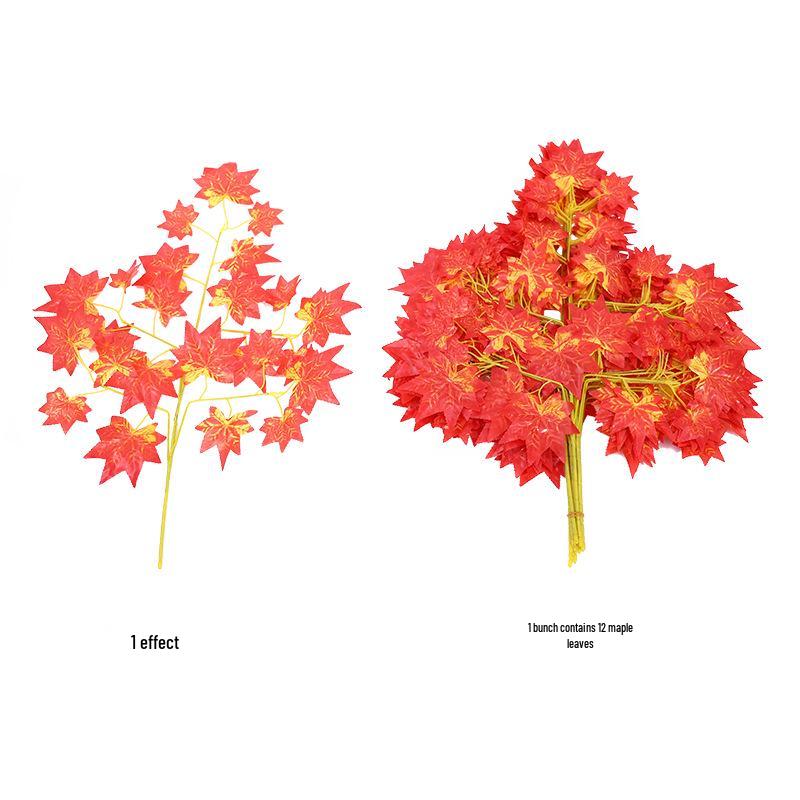 Artificial Red Maple Leaf Branches for Autumn Garden Decor