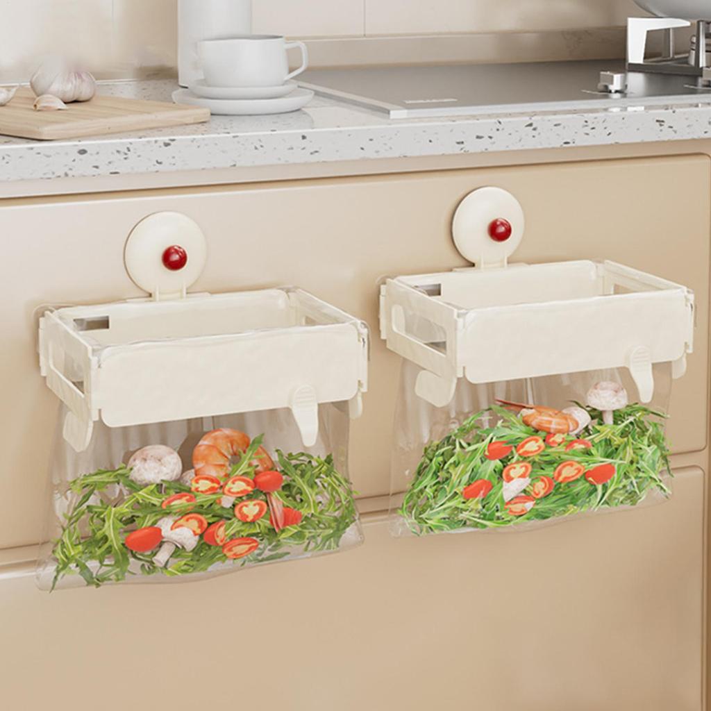 Trash Bag Holder for Cabinet Foldable Garbage Pouch Rack Detachable Wall Mount Trash Bag Holder for Kitchen Laundry Outdoor RV