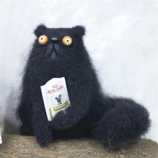 Yün Keçe Aile Ruhları İlginç El Yapımı Keçe Süsler Kaprisli Kedi/Opossum Bebekleri Koleksiyonluk Hayvan Figürü Masa Rafı Masaüstü Dekorasyonu İçin