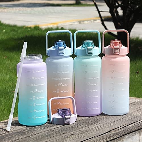 Zorte Water Bottle, Large Capacity 2L with Time Marker, Ultra Lightweight, Cold and Heat Resistant, Portable, Leak-Proof, BPA-Free, Unisex, Adults and