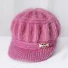 Warm Knit Beanie for Women Autumn Winter Fleece Lined Earflap Hat Soft Skull Cap for Elderly Ladies Foldable Pullover Hat