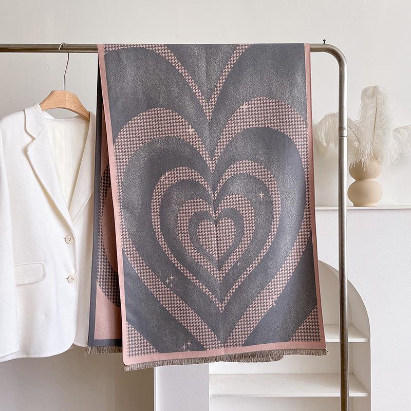 Imitasjon Kasjmiskjerf Allsidig Kjærlighetsmønstertrykk Varm Klimaanleggssjal Med Moteskjerf