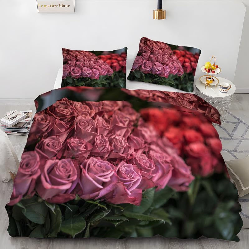 Roses Bedding Set Duvet Cover For Girls Women Couple Lover Romantic Comforter Cover Valentine'S Day Bedroom Decor Quilt Cover