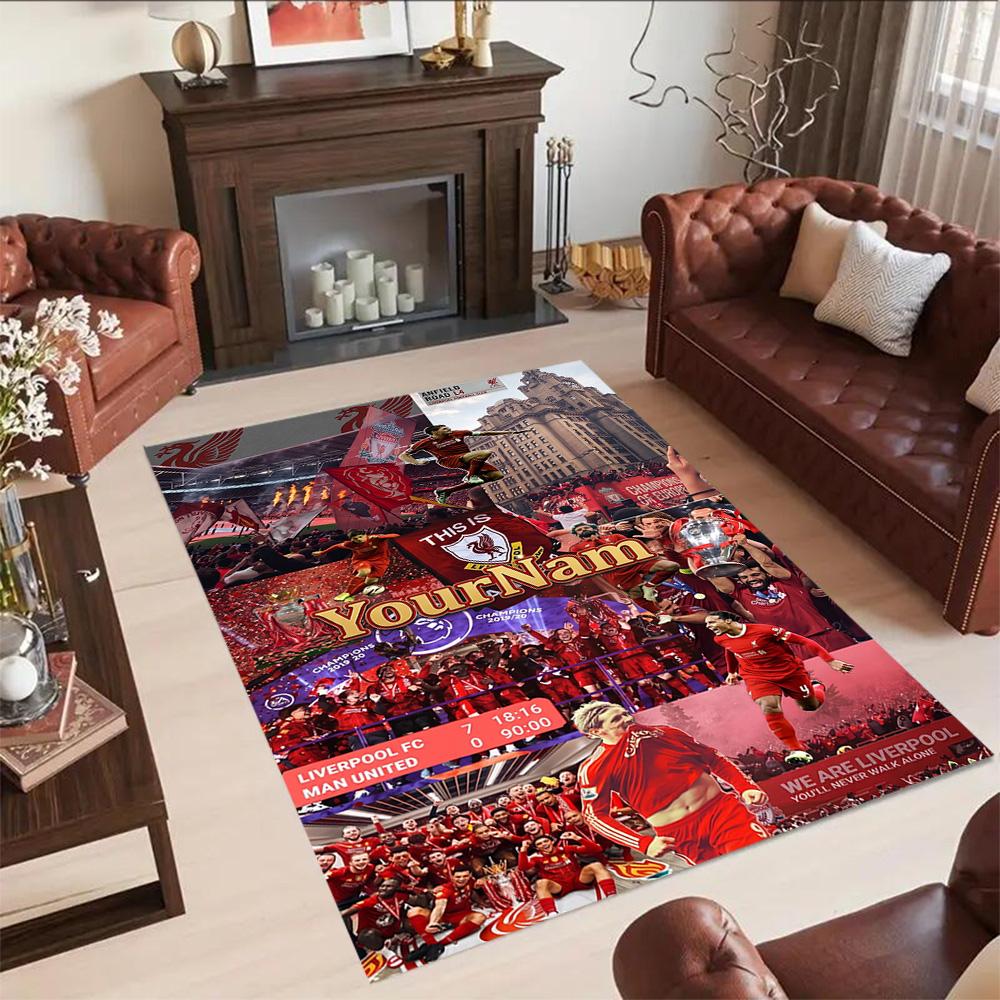 Liverpool Customize Your Name Floor Rug Office Rug Design for Bedrooms Hallway Living Rooms Balcony Antislip Carpet Anime Office Decor