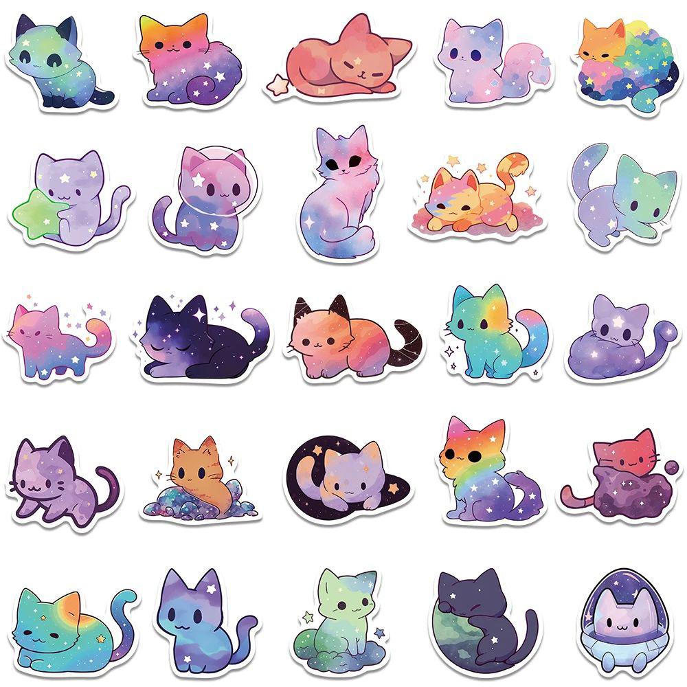 10/30/50pcs Cute Colorful Starry Sky Cat Stickers Kawaii Cartoon Graffiti Sticker Phone Water Bottle Luggage Decals for Kids Toy