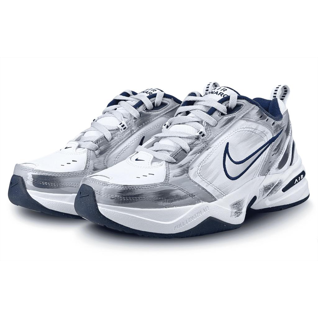 Nike Air Monarch 4 Abrasion Resistant Abrasion Resistant Low Top Chunky Sneakers Unisex Gray White 415445-102(Team1324-)