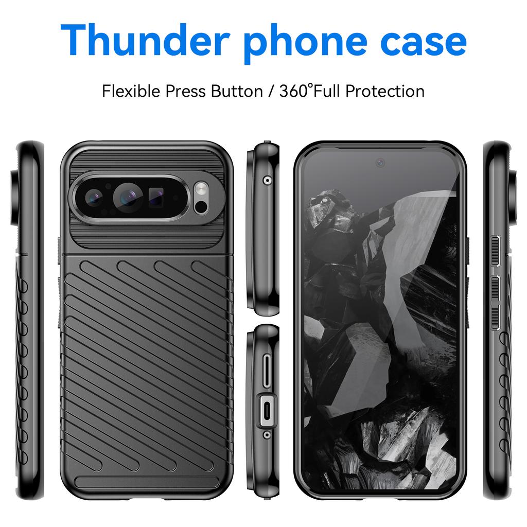 Capa Thunder Series para Google Pixel 9 Pro XL, capa de telefone TPU espessada, textura de sarja