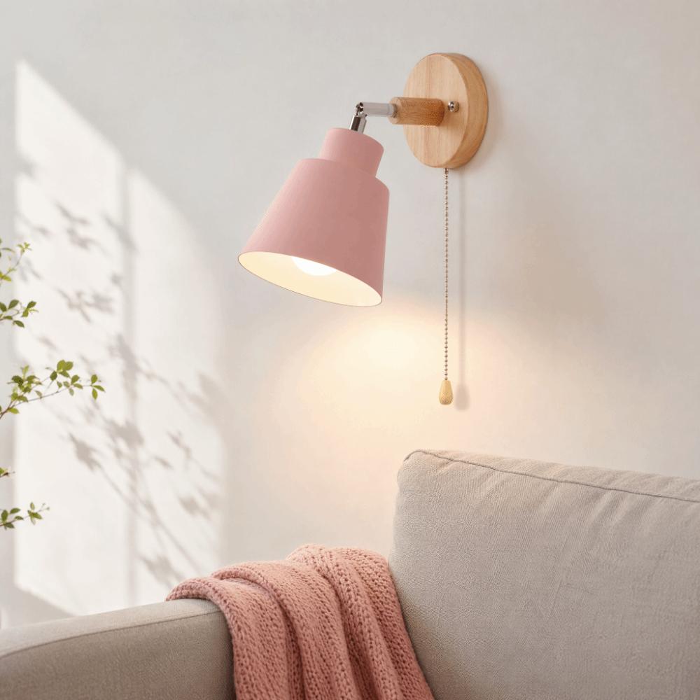 Macaron Wall Lamp Pink Lampshade Sconce Modern Wall Sconce  Bedside