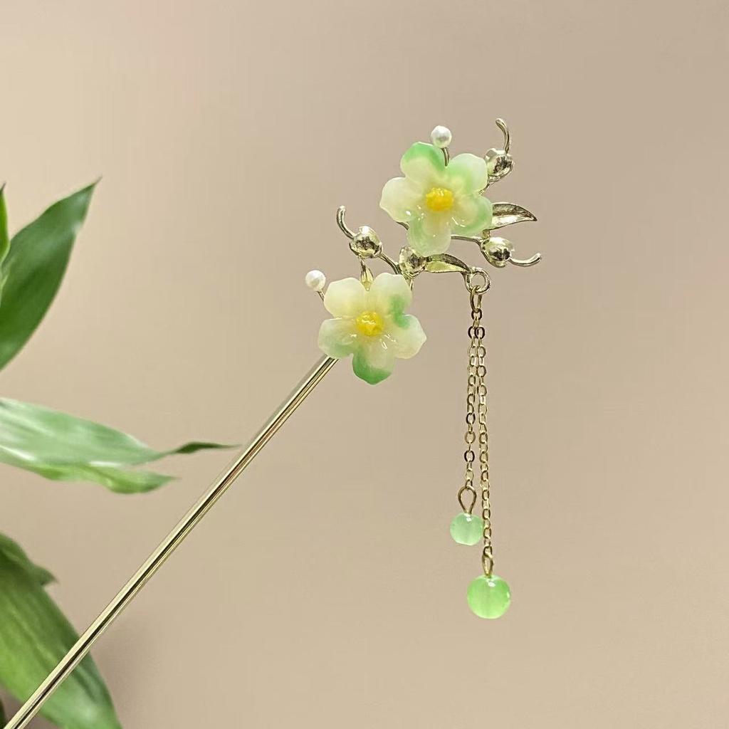 Fairy Spring Element Hairpin For Women Exquisite Flower Tassel Hair Stick Elegant Metal Jewelry Hair Accessories Hanfu Hair Pins