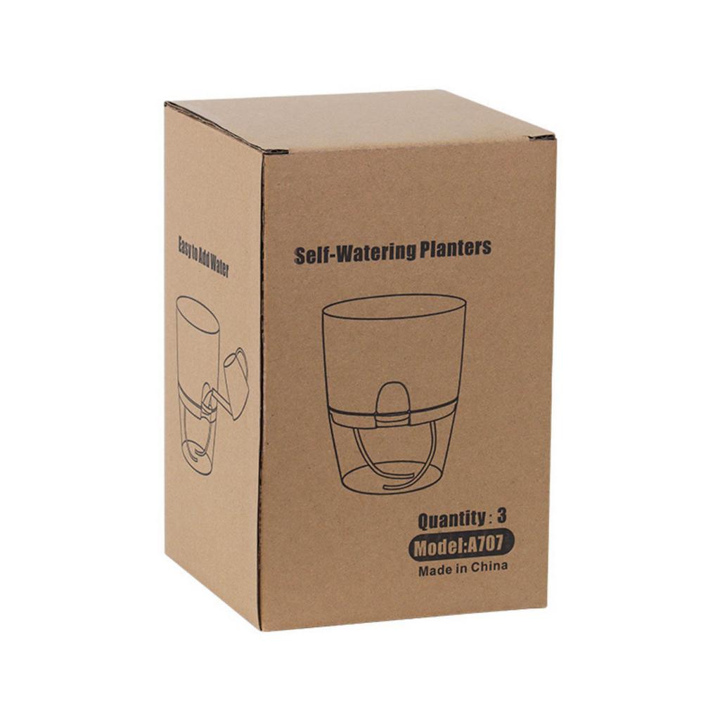 Transparent Plastic Lazy Flower Pot With Double-layer Design And Elegant, Featuring Self-watering Function And Cotton Rope For Drainage.