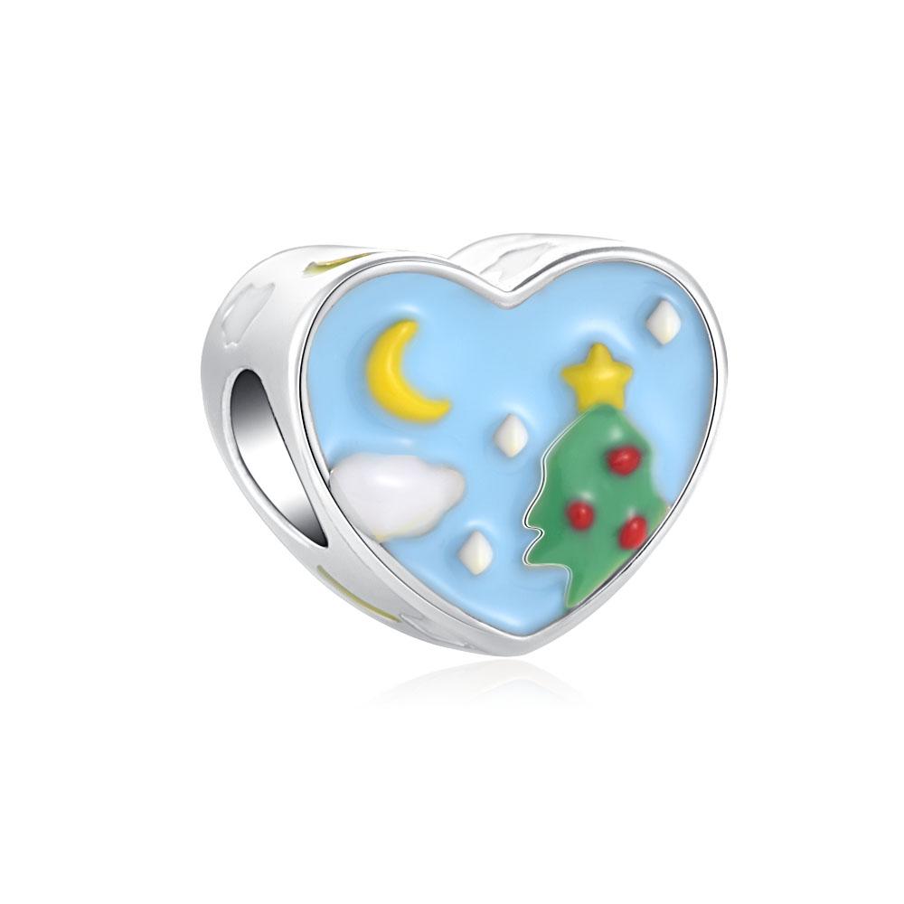 2022 New 925 Sterling Silver Enamel Moon Blue Pink Ribbon Diy Bead Fit Original Fashion Charms Bracelet Jewelry Women Acessories