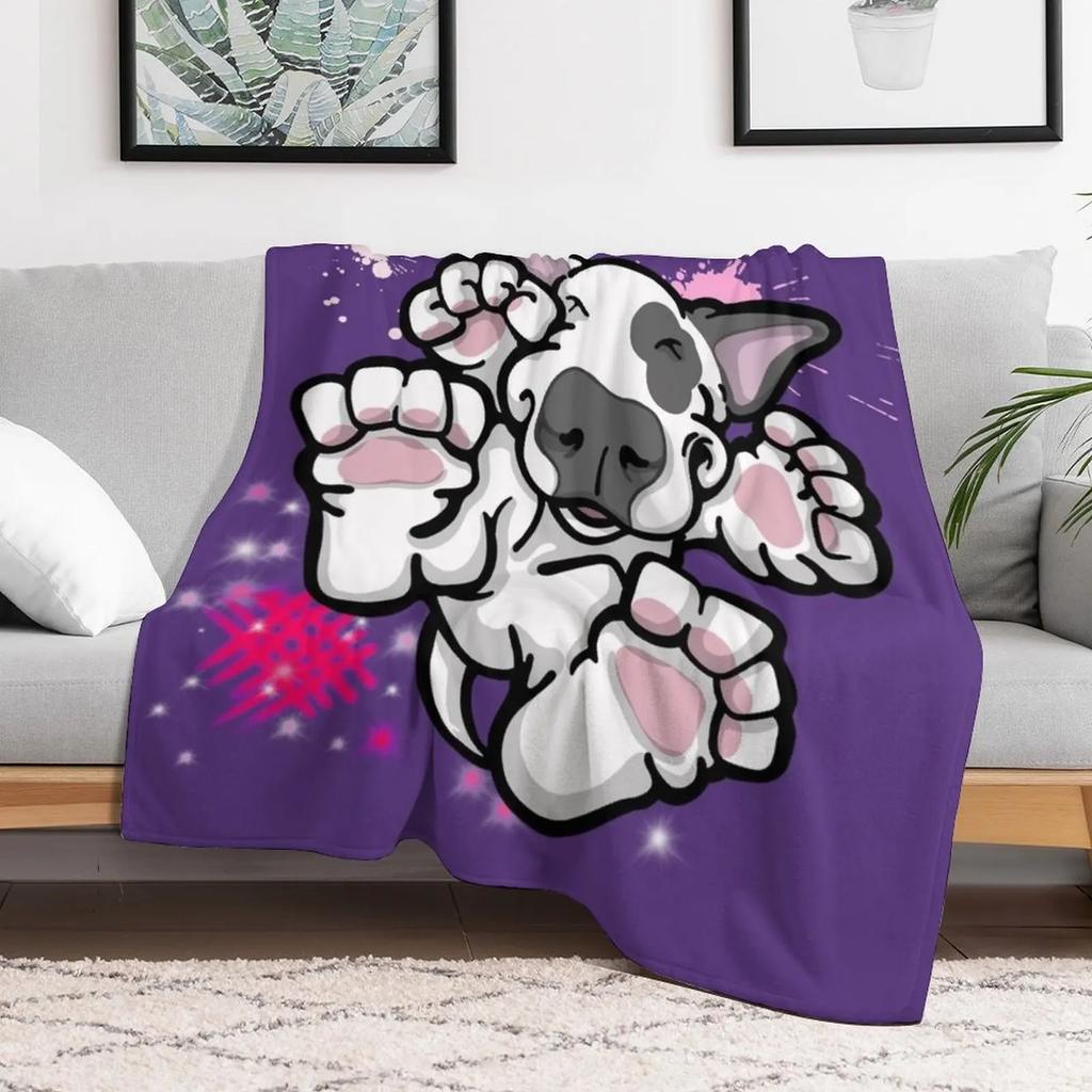 Bullterrier Surprise Pink Throw Blanket Soft Sherpa Fleece Warm Blanket for Winter