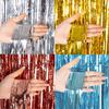 Cortina de Foil Brillante con Flecos de Lentejuelas de 2M Plata Oro Rosa Decoraciones de Fondo para Fiesta de Bienvenida al Bebé Cumpleaños Boda