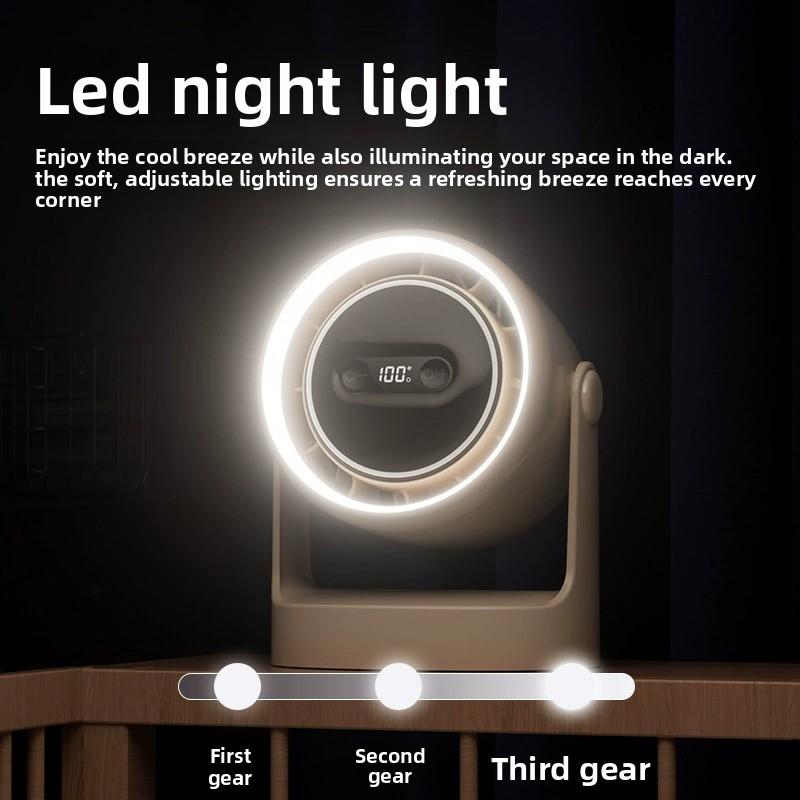 Mini ventilador de escritorio con luz nocturna recargable por USB y difusor de aroma silencioso
