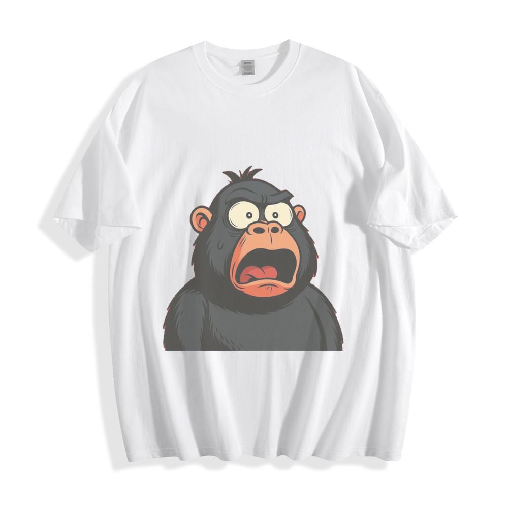 Shocked Gorilla Cartoon T-Shirt - Hilarious Wide-Eyed Jungle Unisex Tee