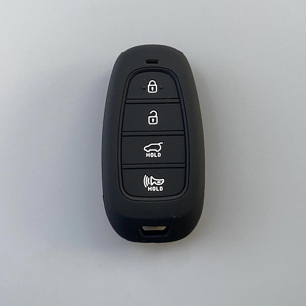 Silicone Car Key Case Cover for Hyundai Santa Fe Sonata Hybrid NEXO Tucson NX4 Solaris New Grand Car Key Chain Shell Accessories