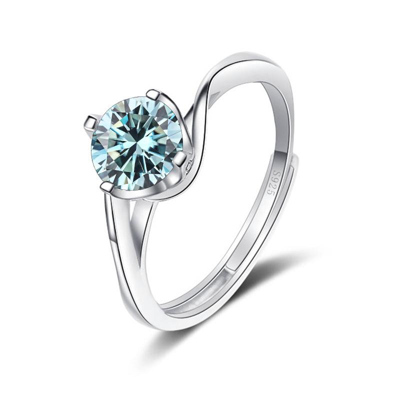 Bague Ringen 1ct VVS Moissanite Jewelry Snubní prsten 925 Sterling Silver pokovený bílým zlatem Čtyři otevřené prsteny Twist Design s drápy