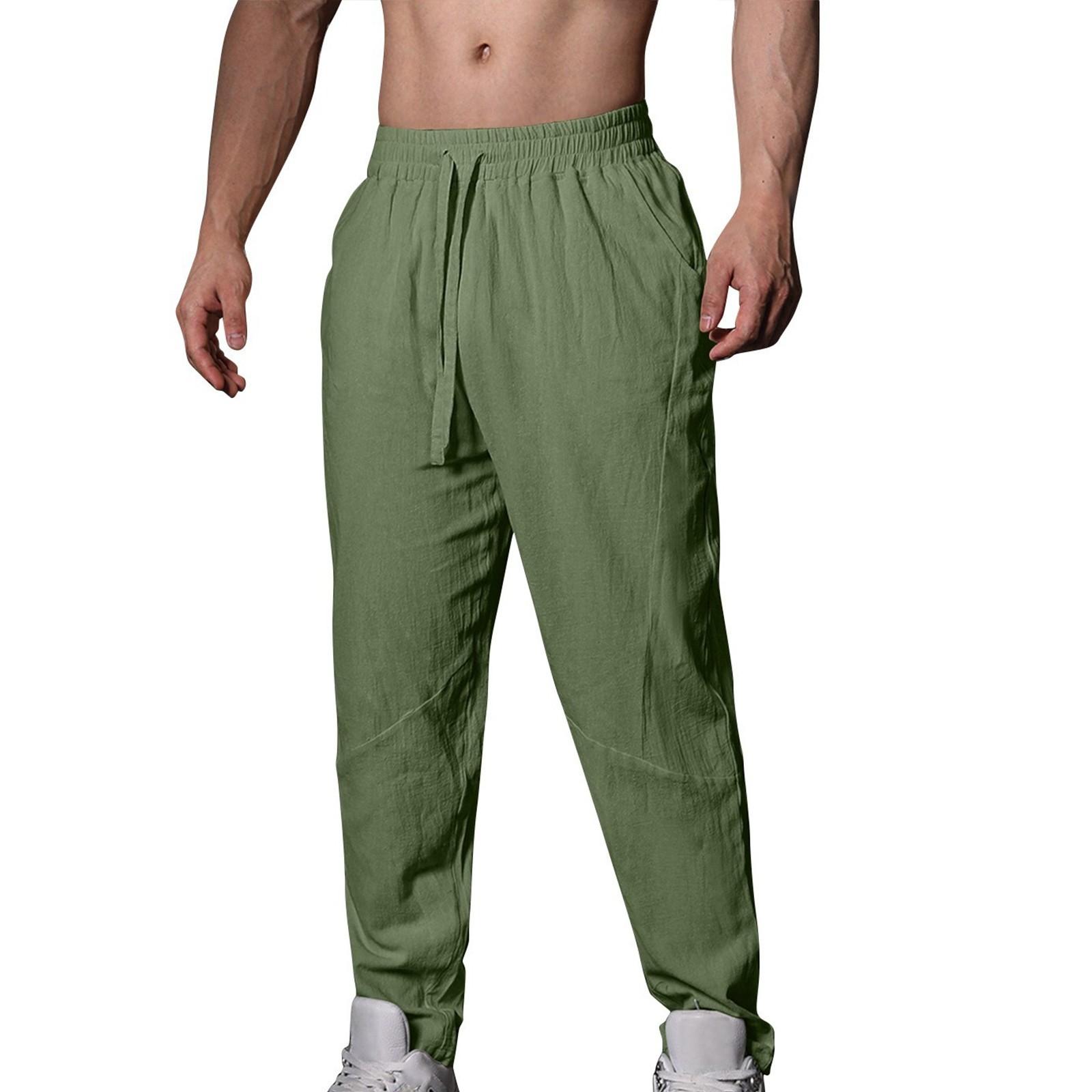 

Мужские летние повседневные брюки на шнурке Мужские дышащие брюки из хлопка и льна L