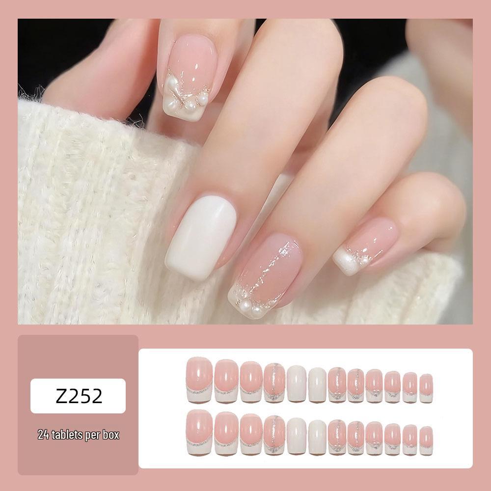 Silver Edge Milk White French Manicure Press-On Nails – Elegant, Versatile, Removable Nail Art Tips