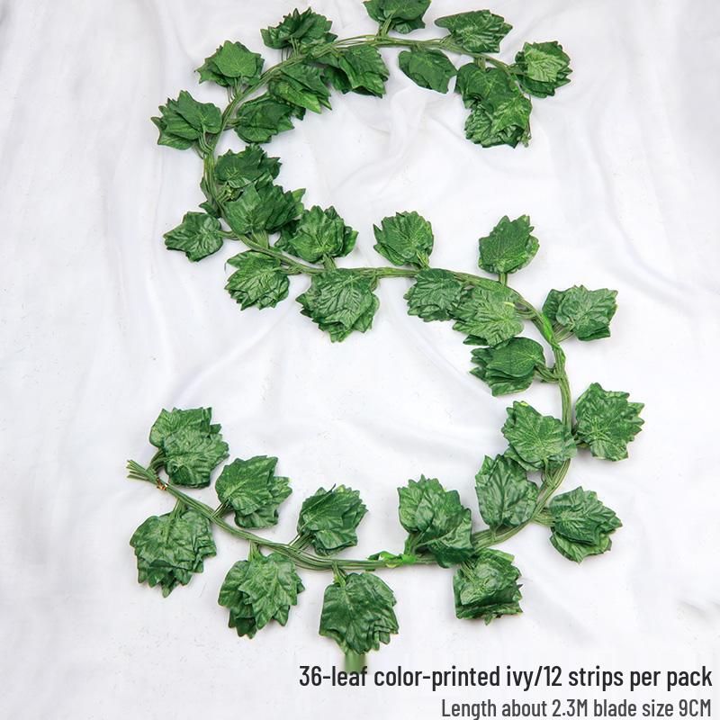 Rattan Faux Green Leaves & Vines - Decorative Plastic Flower Vines for Water Pipes & Air Conditioning Cover