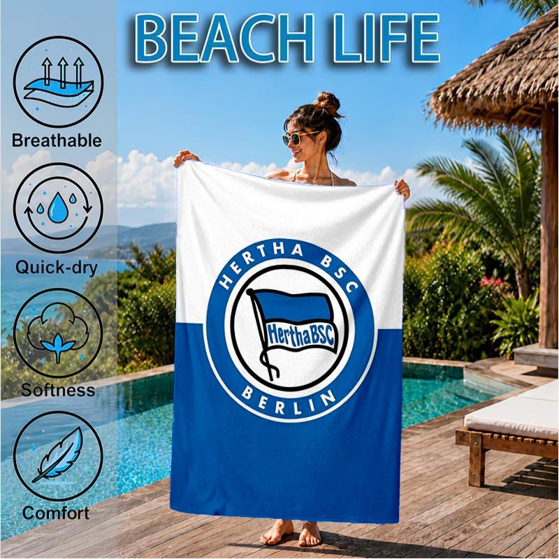 Hertha Bsc Berlin Crest Beach Towel, Quick-drying, Easy To Care For, Suitable for Both Fitness and Beach Vacations,Sports Essential