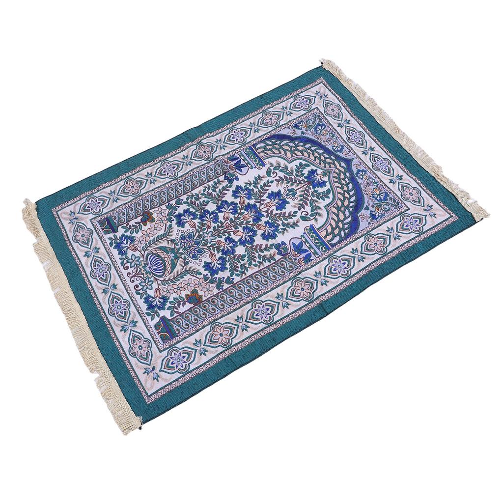 Pray Rug Thick Soft Embroidered Praying Mat with Tassel for Women Men Children Meditation