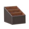 Black/Brown Leather Remote Control Organizer 3 Cells Sorting Lattice Cosmetic Pens Rack  Home