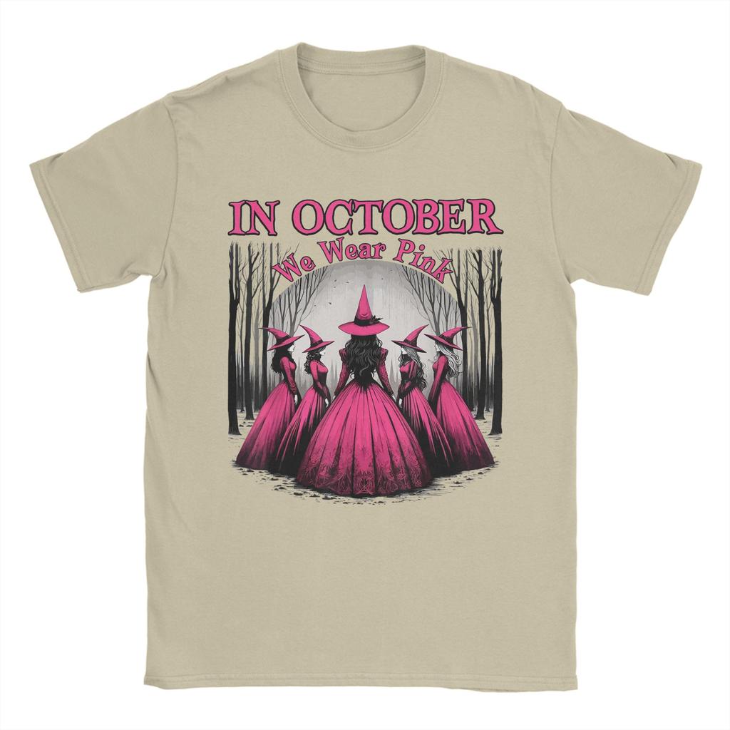 Streetwear T-Shirt Retro im Oktober tragen wir Pink Hexe Brustkrebsbewusstsein Baumwoll-T-Shirts Trendy Y Kurzarm-Tops