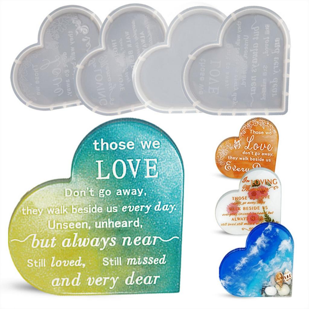 4pcs/set Heart Tray Silicone Molds Jewelry Coaster Casting Resin Crafts Making