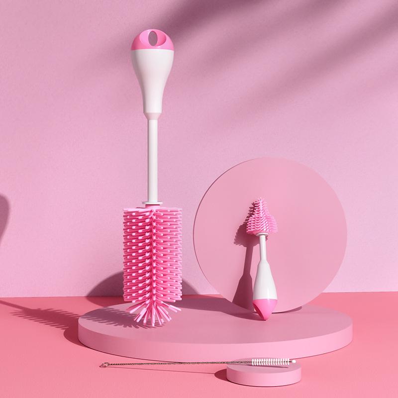 3-in-1 Silikon-Schrubbbecher, Behälter, Strohhalm, Reinigungsbürsten-Set