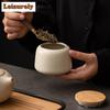 Cream Ru Kiln Porcelain Tea Box Organizer Moisture-proof Luxury Storage Tank Containers Tea Caddy Chinese Tea Set Decoration