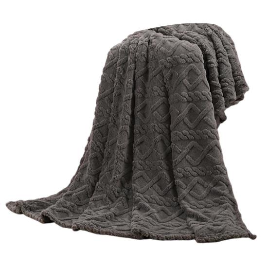 AC Blanket Ultra-Soft Single-layer Plush Comfort Pure Color Jacquard Woven Rhombus Pattern