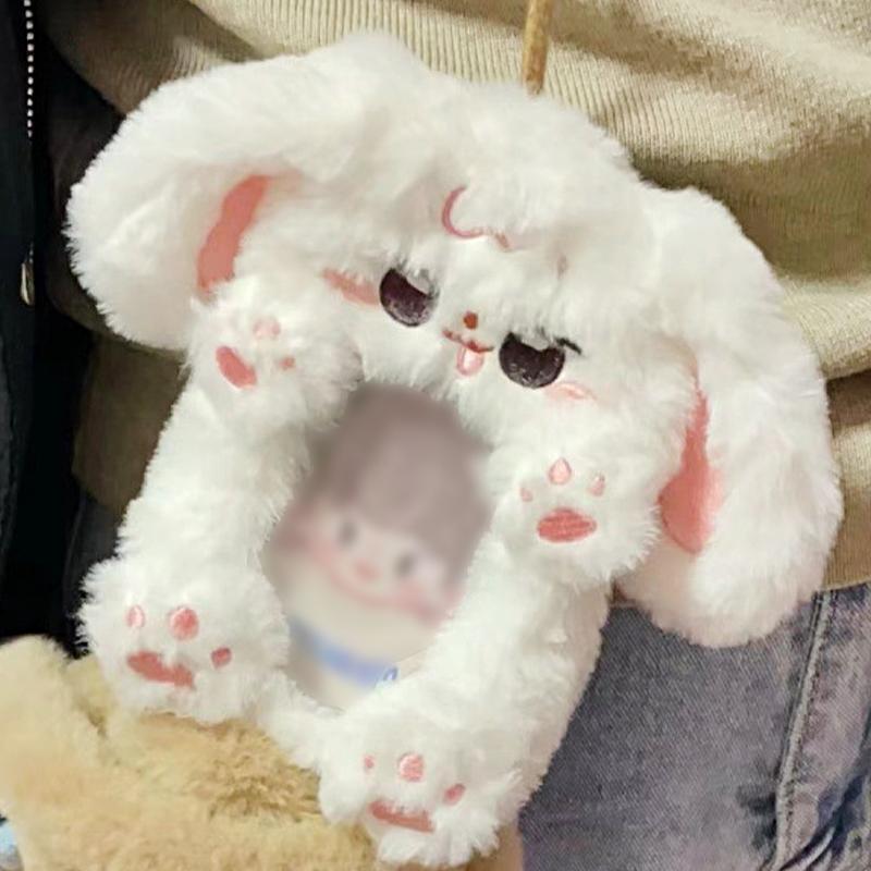 

1 шт. Подвески для сумки Прочные плюшевые держатели для карточек Дисплей для фото идола Плюшевые подвески Милые держатели для фото Дисплей для фото Мультяшная форма Многоцветный B розовый/белый