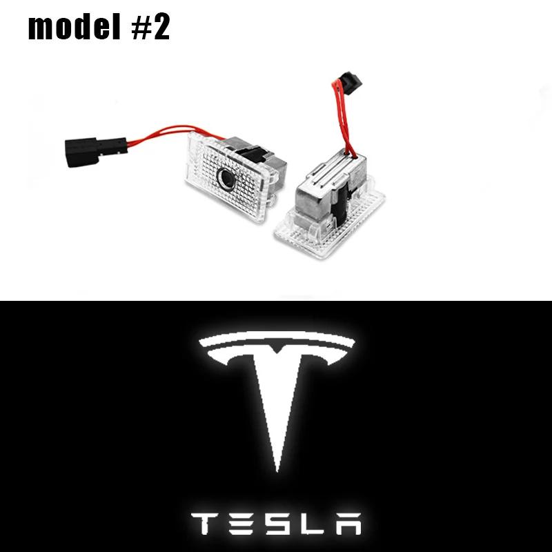 Car Sticker 2025 New Tesla 2Pc Led Car Door Welcome Lights For Model 3 Model X S Model Y Logo Projector Ghost Shadow Lamp Auto S