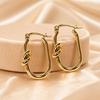 Gold Knotted Hoop Earrings - Light Luxury & Simple Style, Stainless Steel Plated Ear Studs