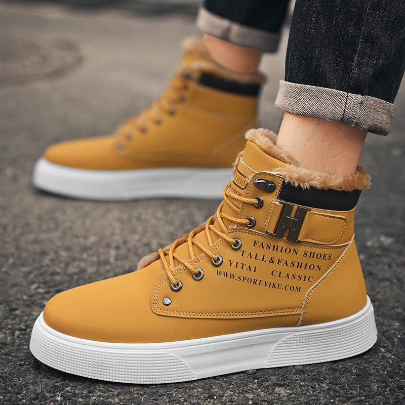 New Men Shoes Winter High Cut Thick Soled Retro High-quality Casual Sports Shoes Lace Up Men's Trendy Warm Short Boots 2024