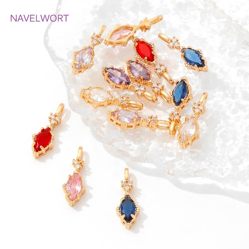 18K Gold Plated Oval Crystal Glass Charms Pendants For Bracelet Making Findings,Pendants For Jewelry DIY Earring Making Supplies