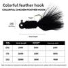 Handmade Chicken Feather Hook Micro Fly Hook0.9g1.7g3.5gColorful Feather Jig Head Lure Bass Fake Bait