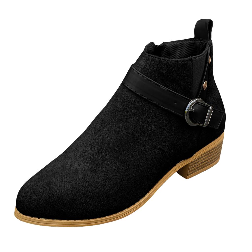 Beliebte Damenstiefel klobiger Absatz spitzer Zeh Mode lässig Wildleder Kurzstiefel Outdoor Stiefeletten Damen Born Stiefeletten und Stiefel