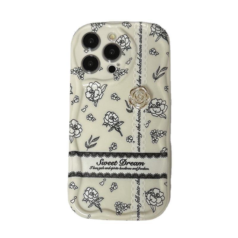 Retro applicable Apple OPPO Samsung mobile phone case creative English vivo Huawei Xiaomi three-dimensional ins camellia