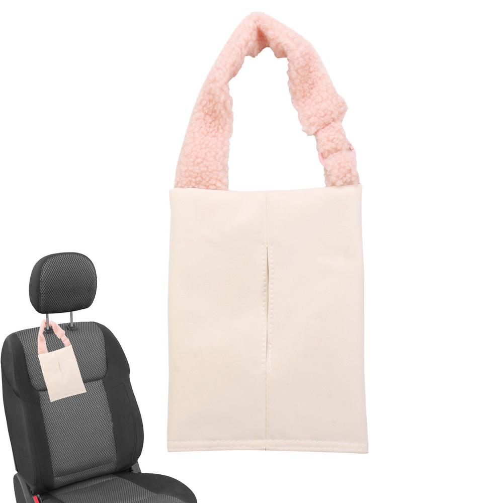 

Car Tissue Dispenser PU Leather Hangable Napkin Boxes Case Car Hangable Tissue Bag For Travel Car Truck Suv белый