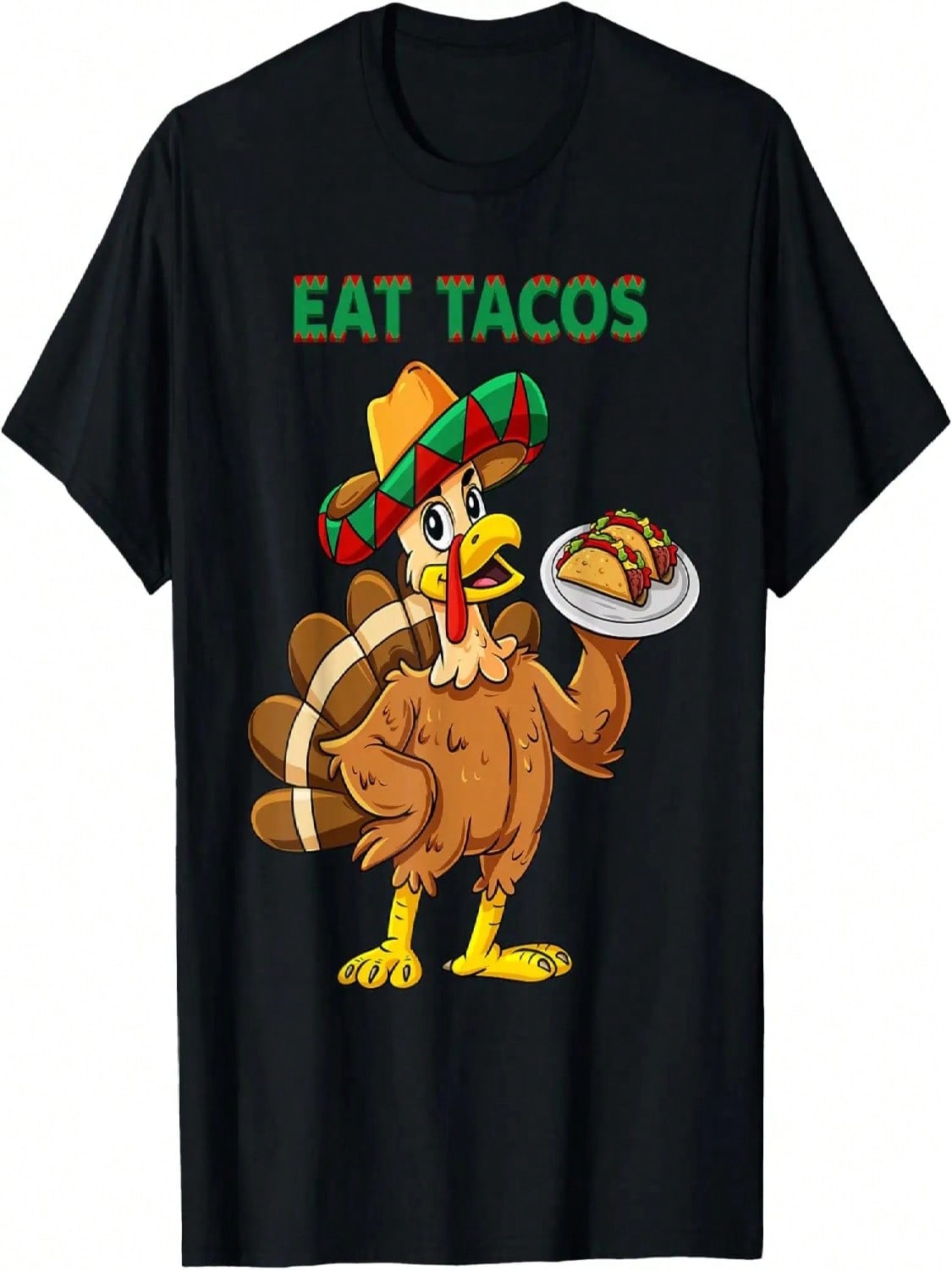 Thanksgiving Day Turkey Eat Tacos Mexican Sombrero Funny T-Shirt S
