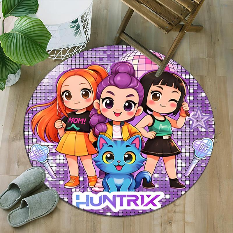 1pc Kpop Team Carpet, Round Rug, Comfortable, Suitable for Entryways, Living Rooms, Office, And Bedrooms, Christmas Decoration