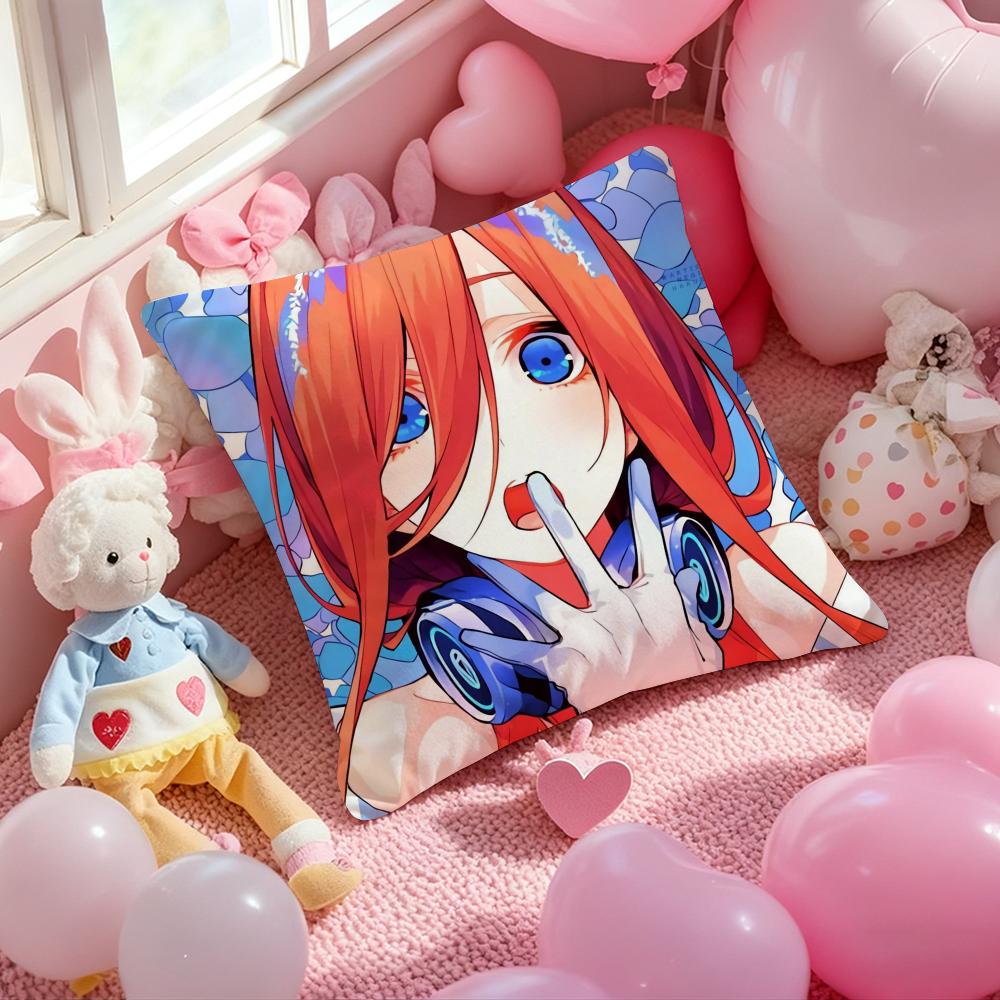 Quintuplets M-Miku N-Nakano W-Waifu Pillow Case Soft Plush Fabric Double-Sided Printed Cushion Cover Warm Winter Sofa