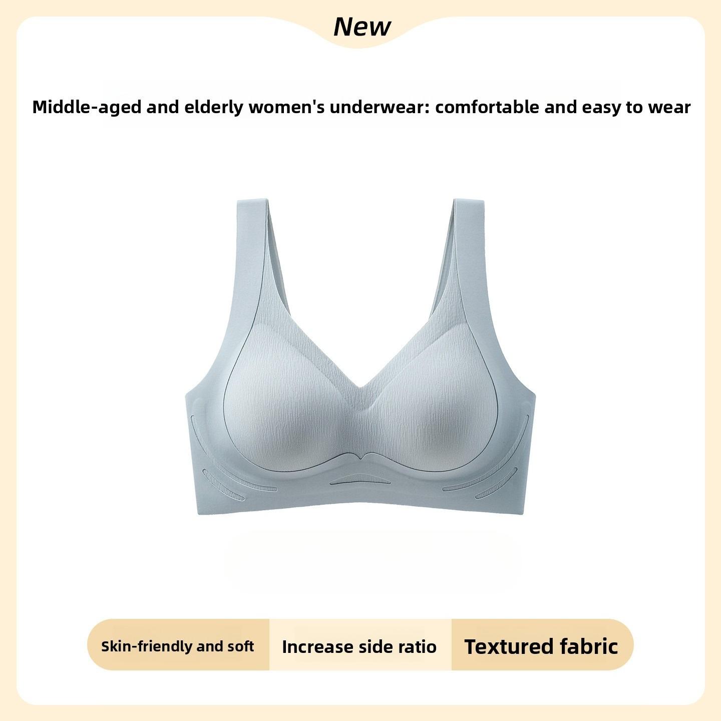 

Женский Весенний и Осенний Лиф с Фиксированной Чашкой Против Провисания Складки Подъем Груди Широкий Без Швов Типа Жилет Мамино Нижнее Белье 34/75BC синий